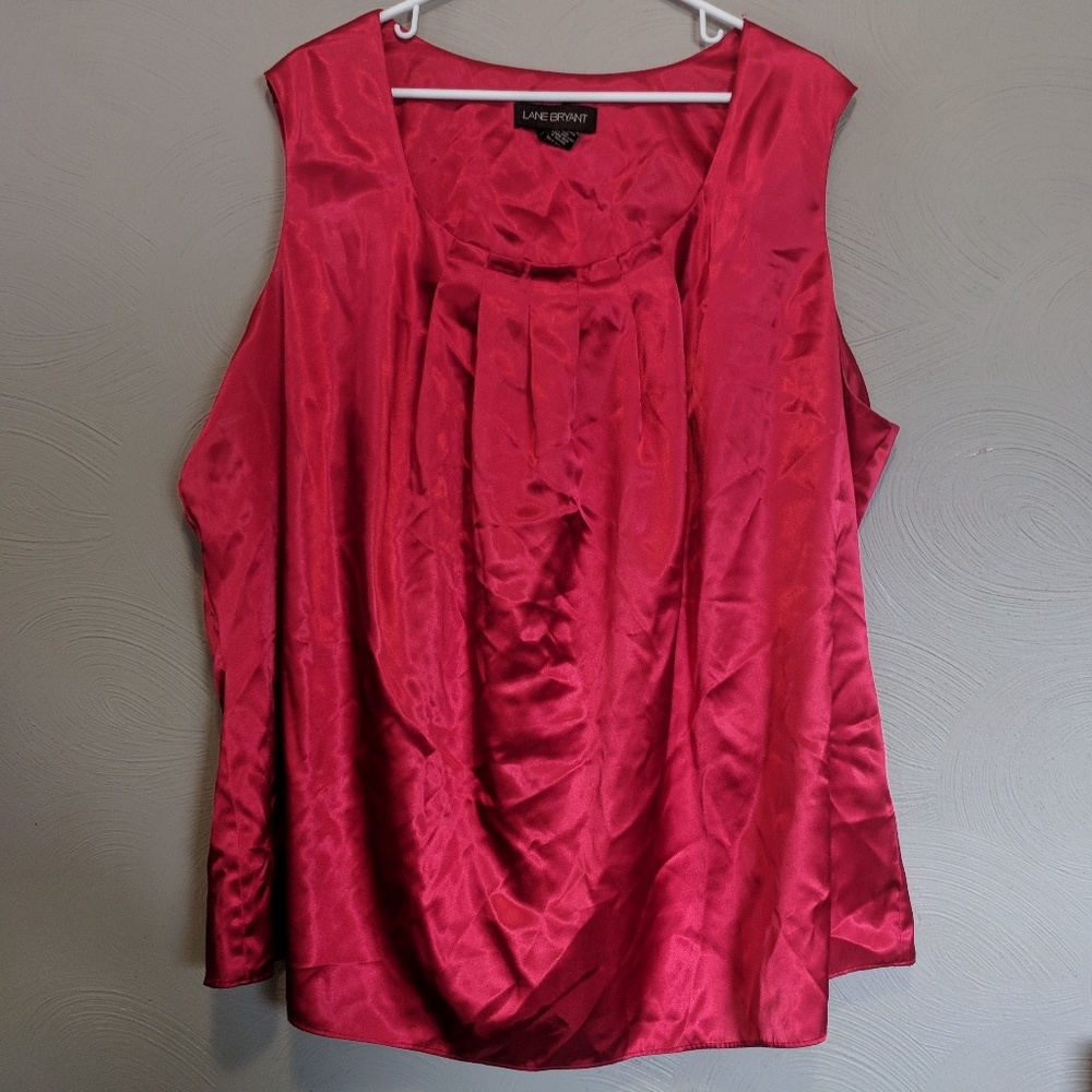 Lane Bryant sz 28 red silk shell sleeveless blouse